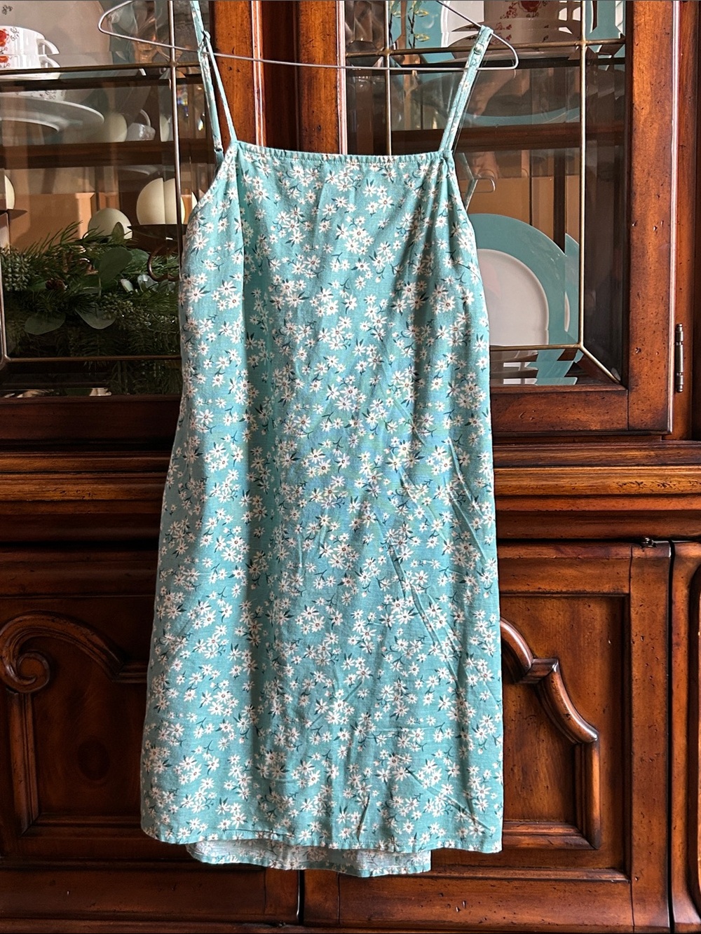American Eagle Outfitters Teal Floral Slip Dress